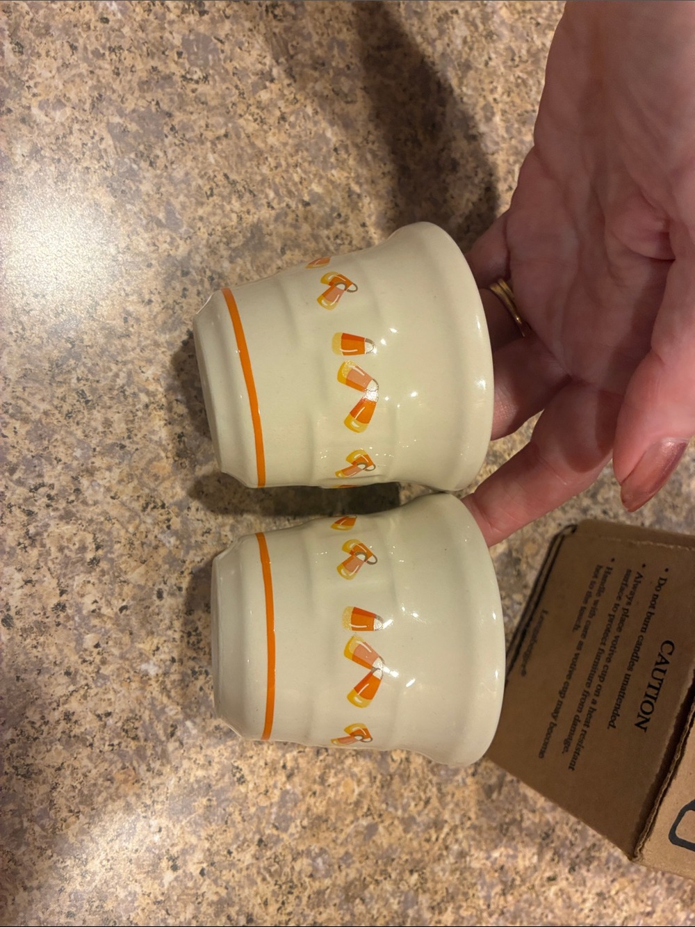 Longaberger Candy Corn Votive Set Pottery Item 37508 Halloween - Picture 7 of 17